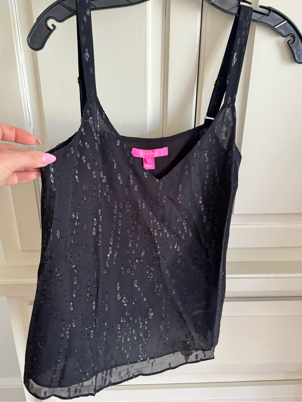 Lilly Pulitzer Black Sequin-Accent Sheer Camisole